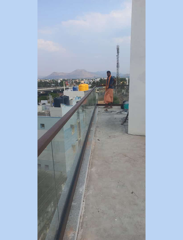 Commercial glass canopy work in Madurai for Theni buildings
